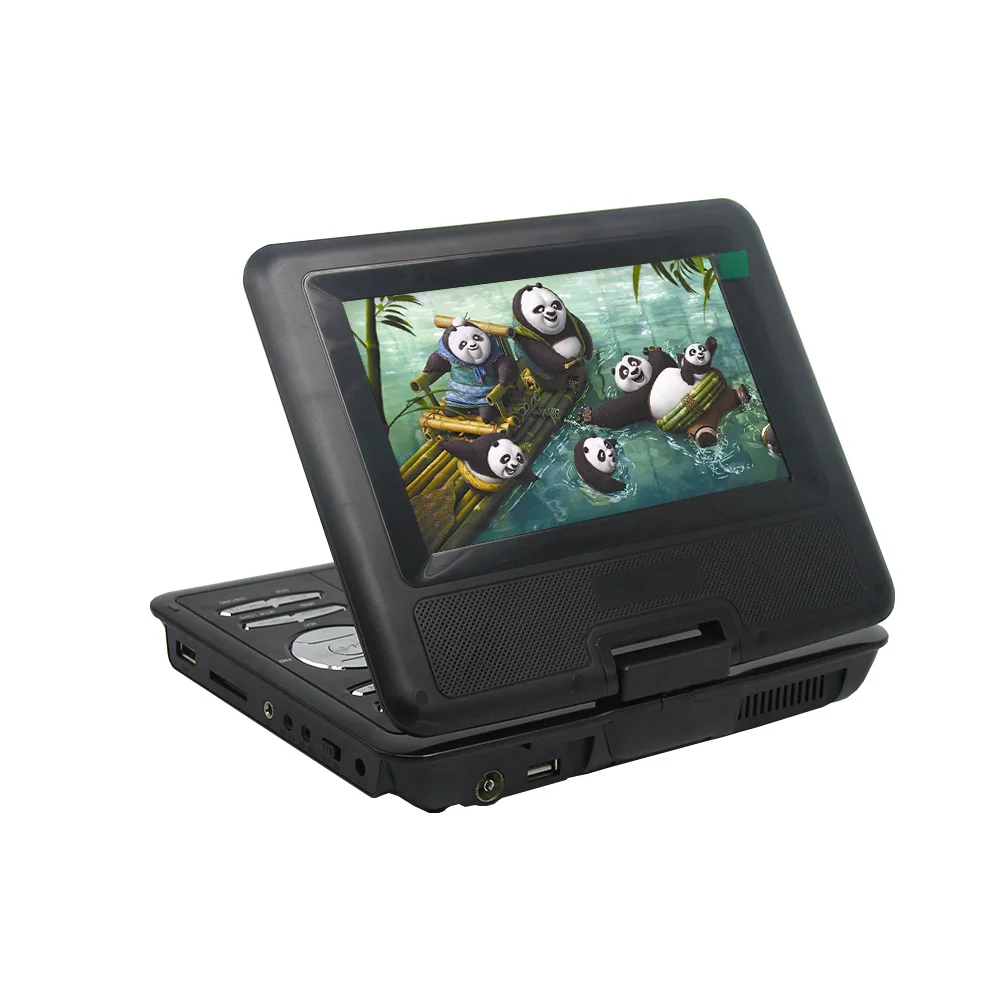 LONPOO dvd плеер 7 дюймов поворотный Портативный DIVX USB RCA SD ТВ portátil с Батарея наушники