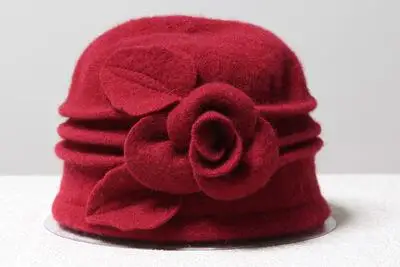 Новые женские шляпы 100% чистой шерсти купол зимние шапки для женщин Цветочный