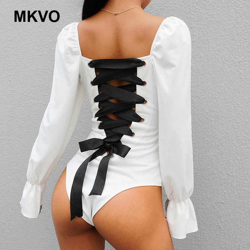 Женское боди с вырезом на спине осеннее и зимнее облегающее платье длинным