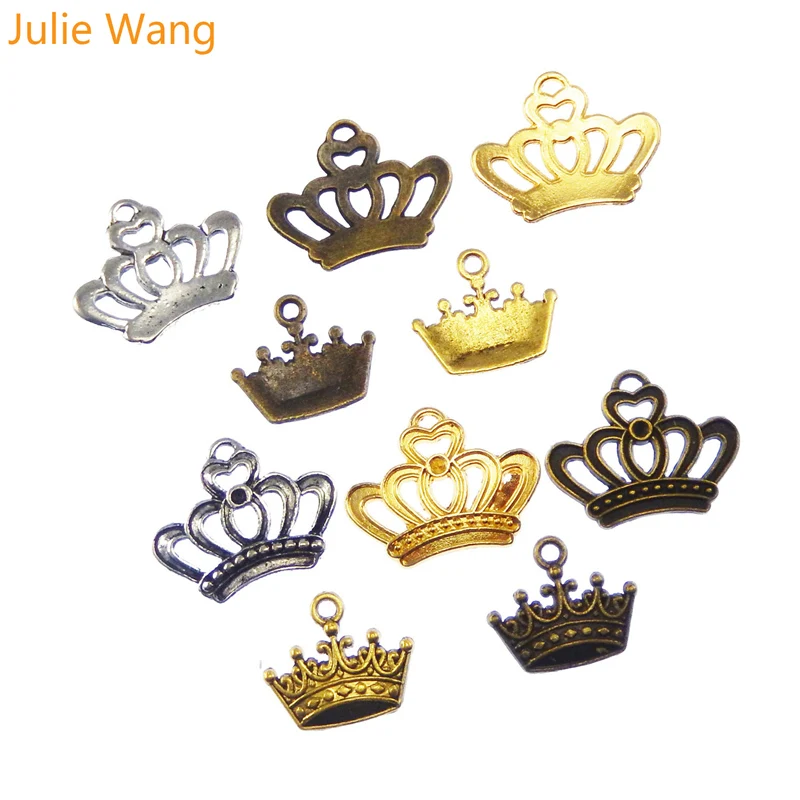 Julie Wang 12PCS Mixed Crown Charms Alloy Necklace Bracelet Pendant Jewelry Making Earring Handcrafts Finding DIY Accessory | Украшения и