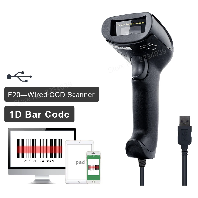 Низкая цена OEM лазерный сканер штрих кода дешевый портативный USB проводной 1D