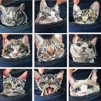 5pcs cute cat embroidered patches applique iron for clothes jean clothing accessories stickers patchwork diy small animal patch