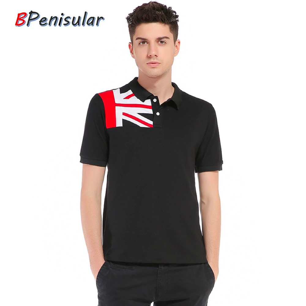 

Mens Clothing Brand Men Knitted Polo Shirt 2019 Summer Short Sleeve England Style Flag Patchwork Collar Shirt Casual Polo Men