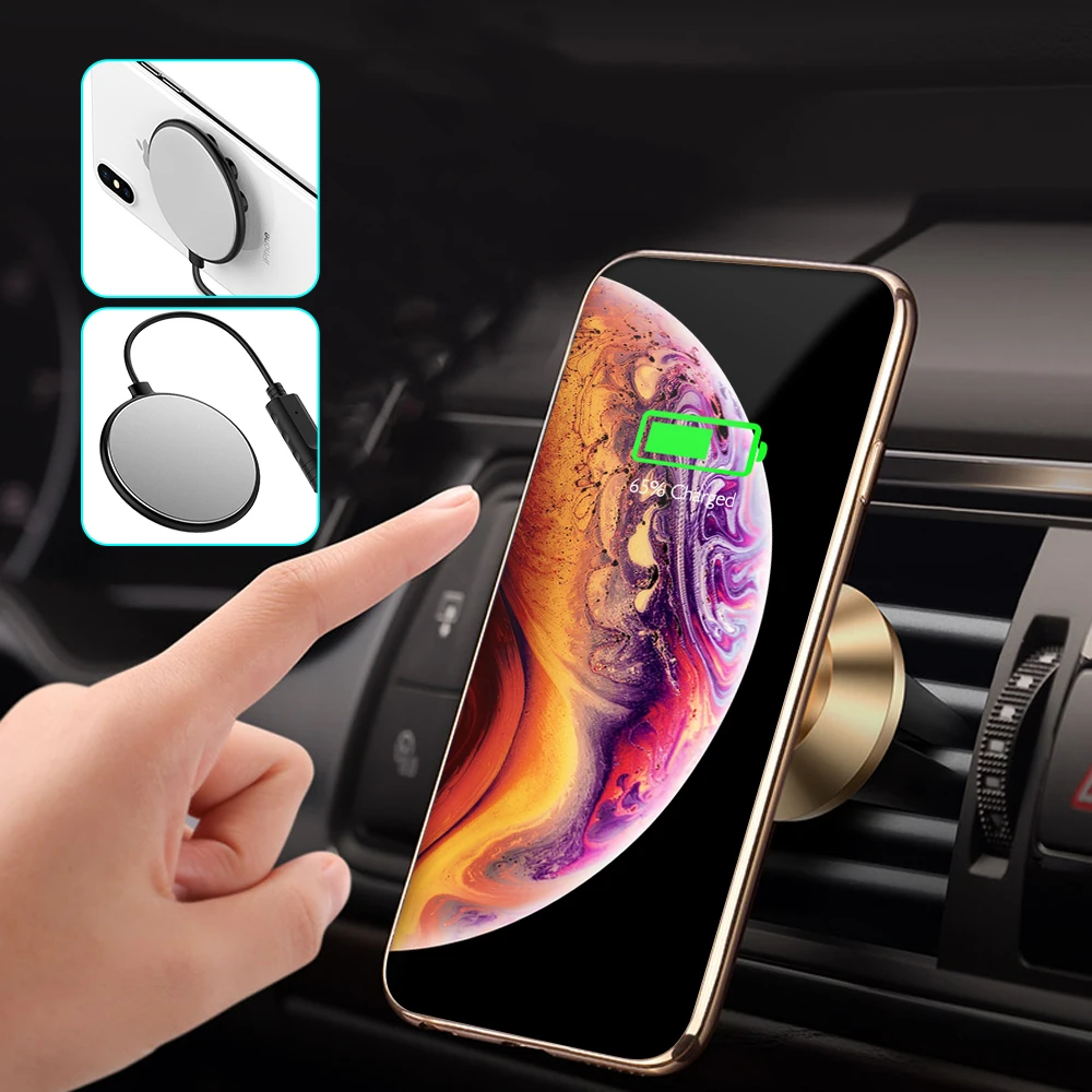 NYFundas Qi 10 Вт Беспроводное зарядное устройство мини Адсорбция для iphone XS MAX XR X Samsung