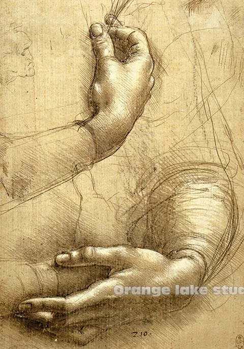 Рукопись да Винчи винтажная ручная роспись чистый хлопок холст Настенная