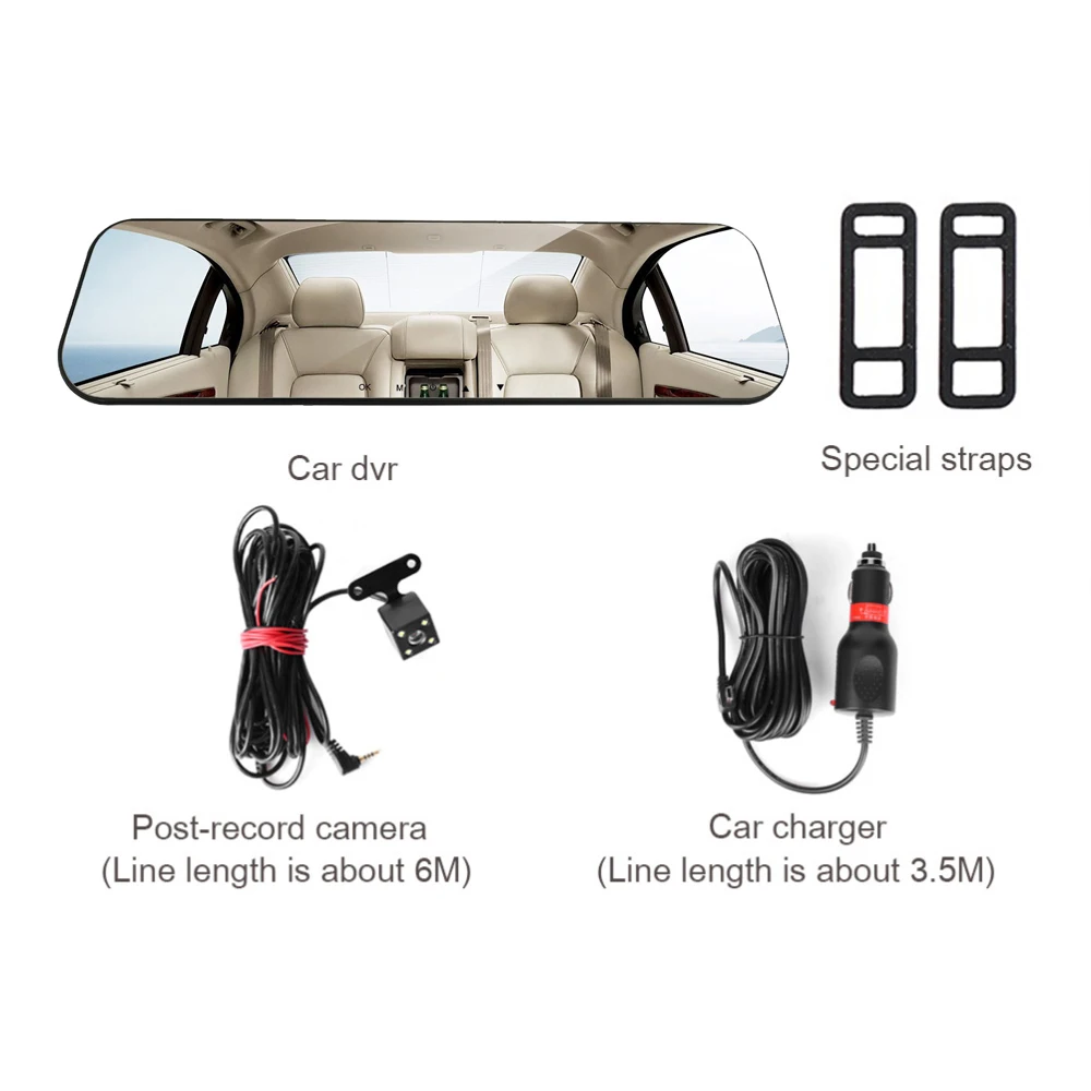4.3 Inch Car Dvr Mirror Dual Dash Camera Full HD 1080P Cam Rearview Digital Video Recorder Auto Camcorder | Автомобили и