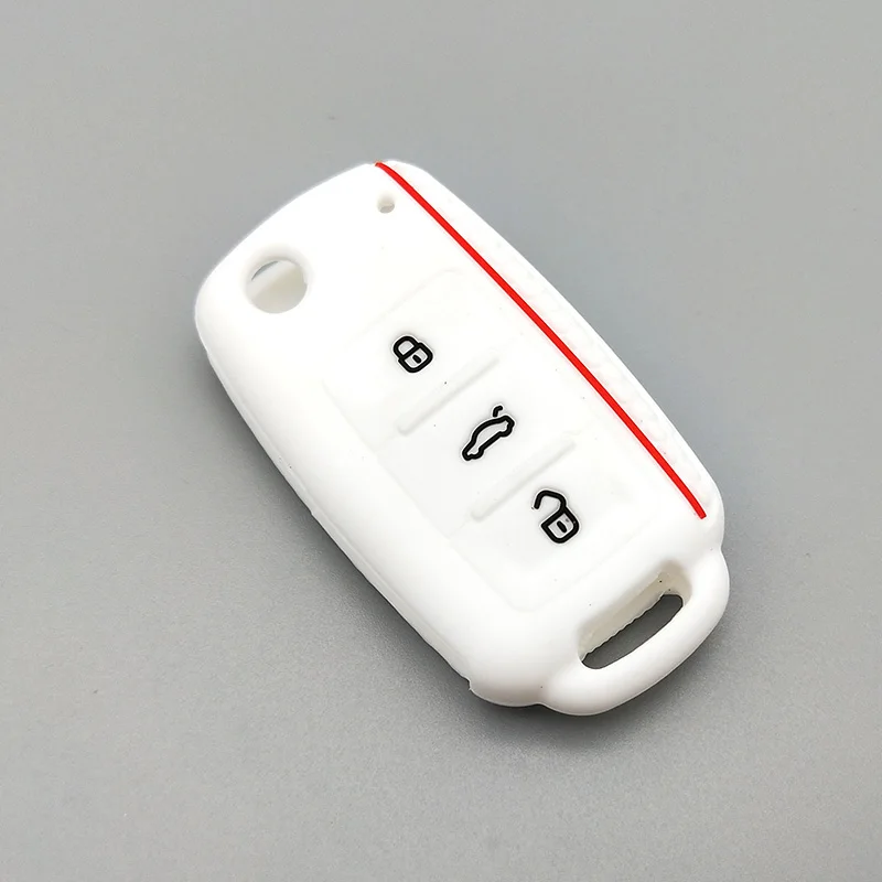 White For Volkswagen Bora POLO GOLF Passat Car Key New Silicone Cover Case Shell 3 Button Remote Key protector Car Key Styling - Название цвета: White