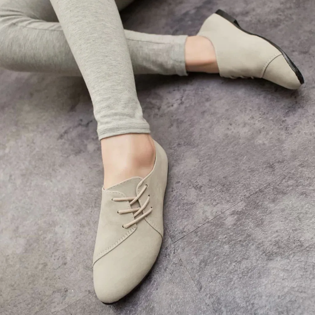 Женская обувь на шнуровке в стиле ретро повседневная плоской подошве Scarpe da donna alla
