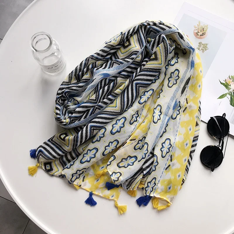 Новый брендовый женский шарф весна-лето 2019 ацтекские этнические вискозные шарфы