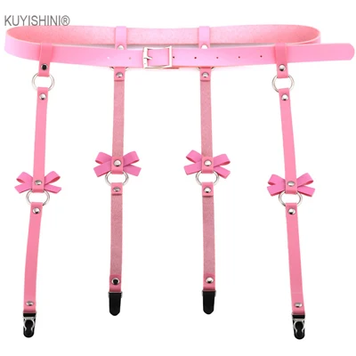hull buckle pink Сексуальные Харадзюку, панк-рок, готика, ручная работа, бант, подвязки на ногу, ремни, кольцо с 4 подтяжками, ремни, ремни на подтяжках, панковские ремни - Цвет: hull buckle pink