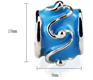 Браслет с серебряной пластиной и синей эмалью Подарочный браслет подвеской из