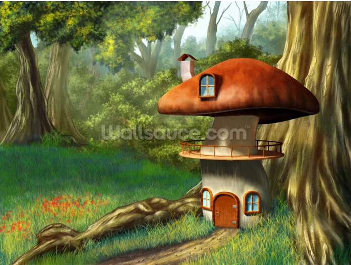 Пользовательские детские обои гриб дом 3D мультфильм роспись для гостиной