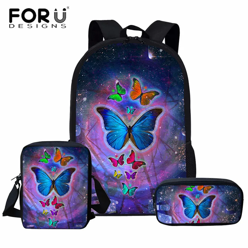 CC2147CEK FORUDESIGNS/3 шт./компл. красивая бабочка школьные комплекты с сумкой школьная сумка для подростка Девушки Дети школьный детский рюкзак - Цвет: CC2147CEK
