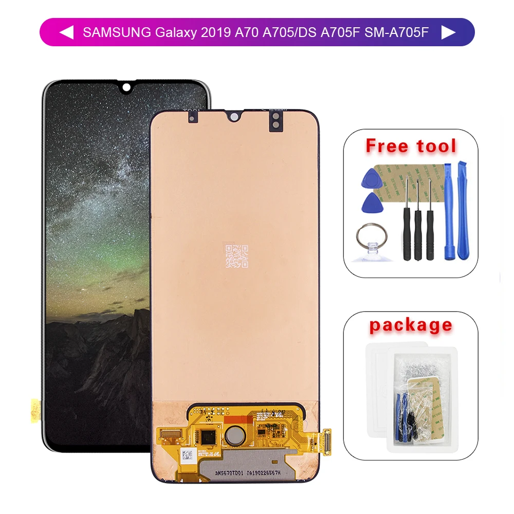 AAA AMOLED тест для SAMSUNG Galaxy A70 A705/DS A705F SM-A705F дисплей кодирующий преобразователь сенсорного экрана в сборе Замена