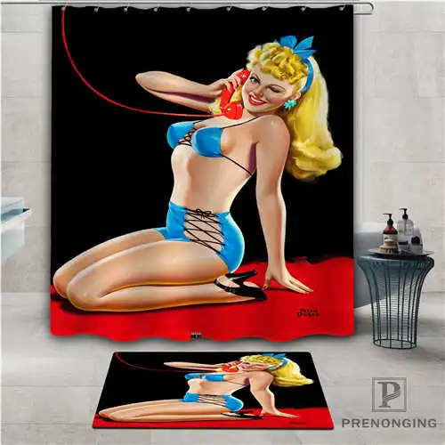 На заказ pin up (1) водонепроницаемый занавеска для душа коврик дома ванной комнаты