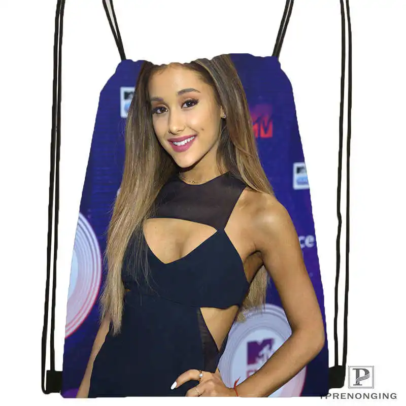 Drawstring Backpack На заказ Ariana Grande#10 походная сумка на шнурке милый рюкзак для детей(черная спинка) 31x40 см#180531-02-42 - Цвет: Drawstring Backpack
