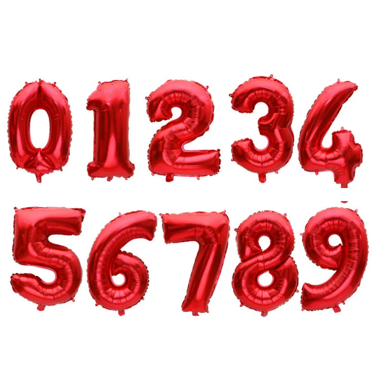 red 32 дюйма номер шары цифры, цвет золотистый, серебристый, голубой, розовый цифры воздушные праздничные воздушные шары большой шар вечерние пользу Детский наряд для дня Рождения воздушный шар - Цвет: red