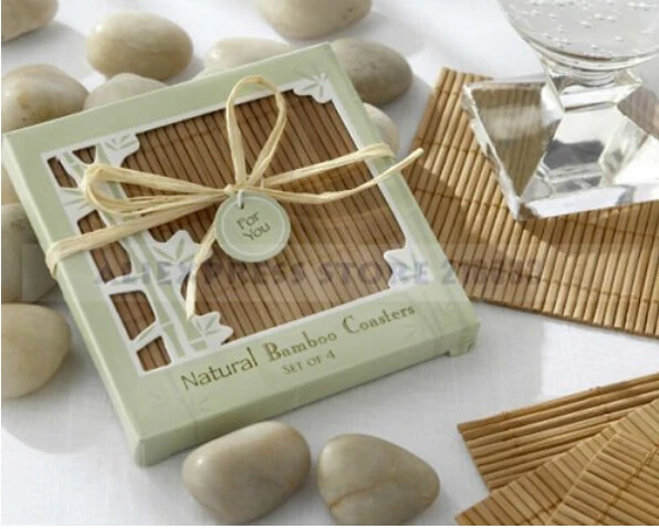

Бесплатная доставка 50 коробок (4 шт./коробка) Натуральные Бамбуковые Подставки Свадебные сувениры
