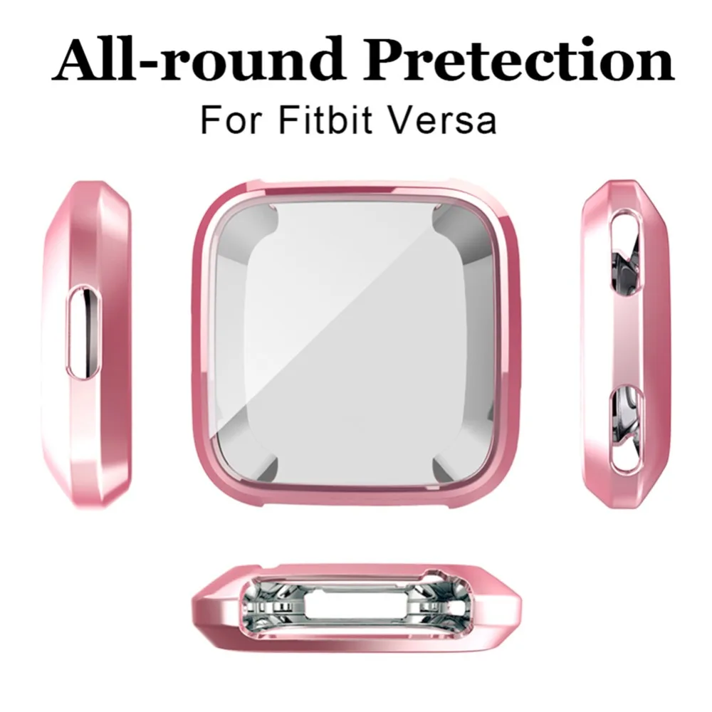 TPU Replacement Screen Protector Compatible with Fitbit Versa Smartwatch Cases Soft Plated Case Protective Full Shell Cover