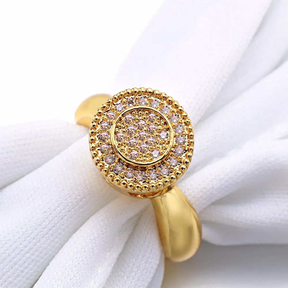 VANAXIN Cake Shape Rose/Gold/Silver Color Round Rings For Women Men Copper Ring With CZ Stones Free Gift Box Fashion Jewelry | Украшения и