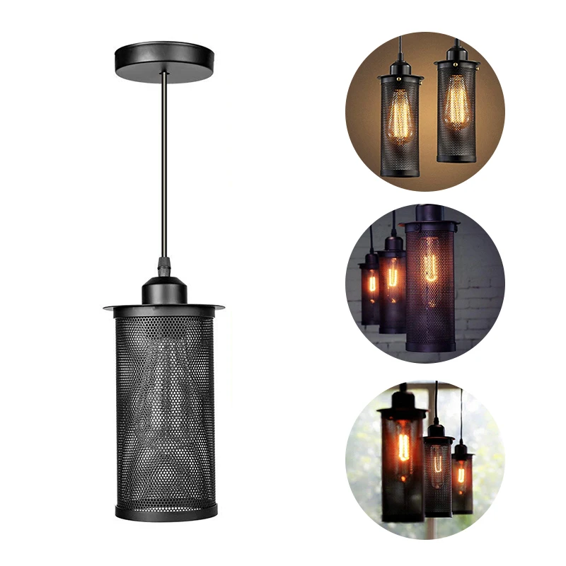 Bombilla LED E27 de estilo Retro, luces colgantes con diseño de malla de Metal, lámpara colgante de un solo Cabeza colgando para casa, cafetería, Hotel, Loft y pasillo