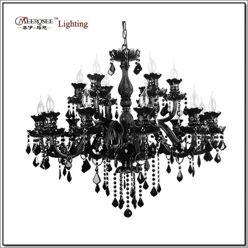 

Luxury Large Black Glass Chandelier Lighting Premium Quality Crystal Lustres Lamp for Pendant With 18 Arms MD1003