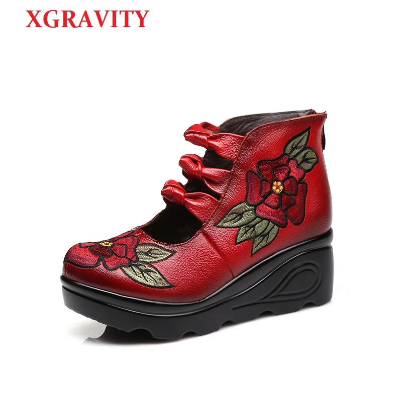 XGRAVITY Новинка Этнические китайские стильные женские модные туфли Элегантные