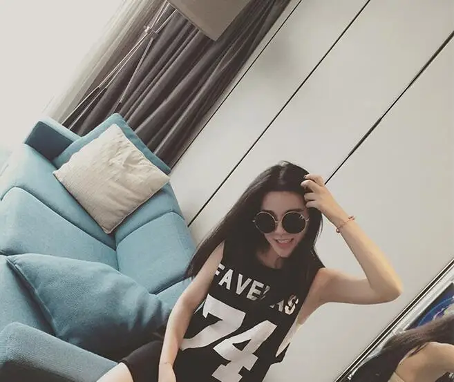 Корейские модные 74 хлопковые футболки с буквенным принтом свободные без рукавов