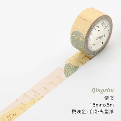 qing shu 15 мм* 5 м креативная бронзовая васи лента розовая Роза Золотая прозрачная Маскировочная Лента Декор Наклейка для дневника школы пуля журнал - Цвет: qing shu