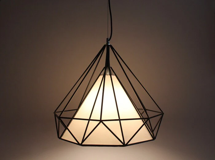 

Conical Ceiling lights Diamond shape E27 Base Black Color Iron material White shade bar foyer Parlor Study foyer lighting