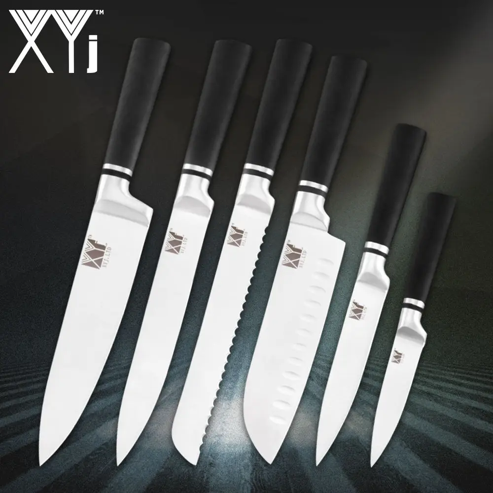 XYj, кухонный нож, аксессуары, острый, японский стиль, набор ножей из нержавеющей стали, черная ручка, " 8" " 7" " 3,5", кухонный нож