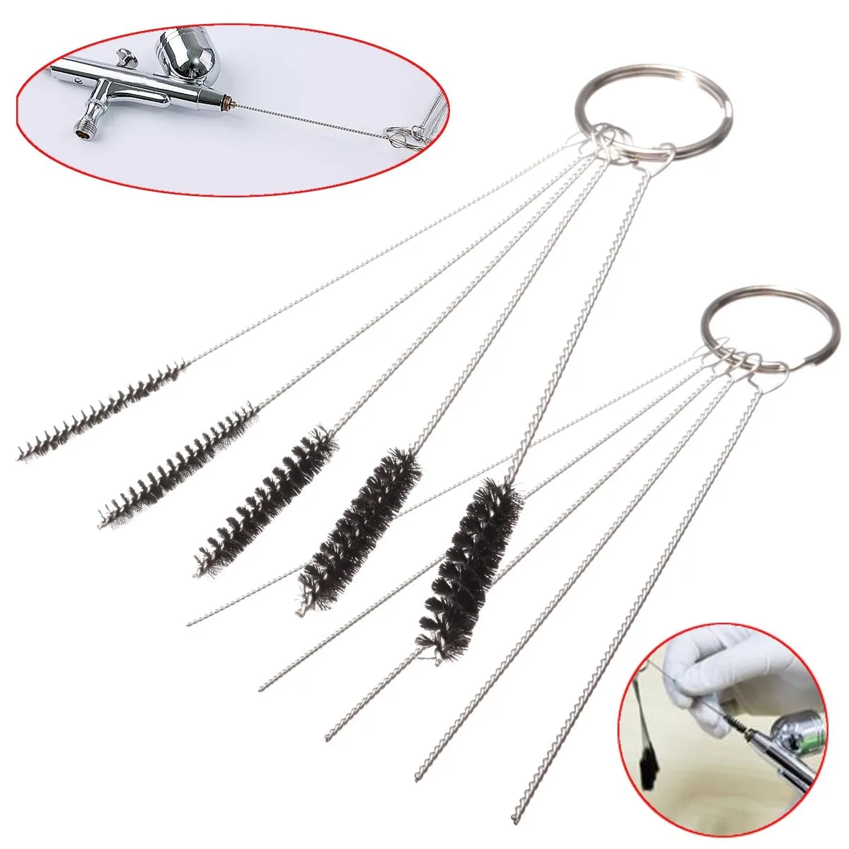 

10cm Airbrush Cleaning Brushes + Needles for Spray-gun Cleaner Repair Tool Kit