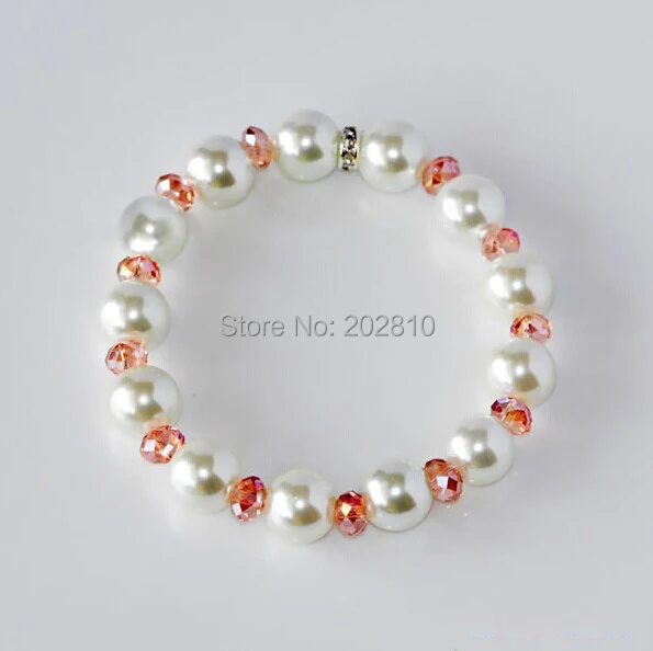 Лидер продаж модный браслет и с розовым кристаллом/черным жемчугом (12 мм) Набор