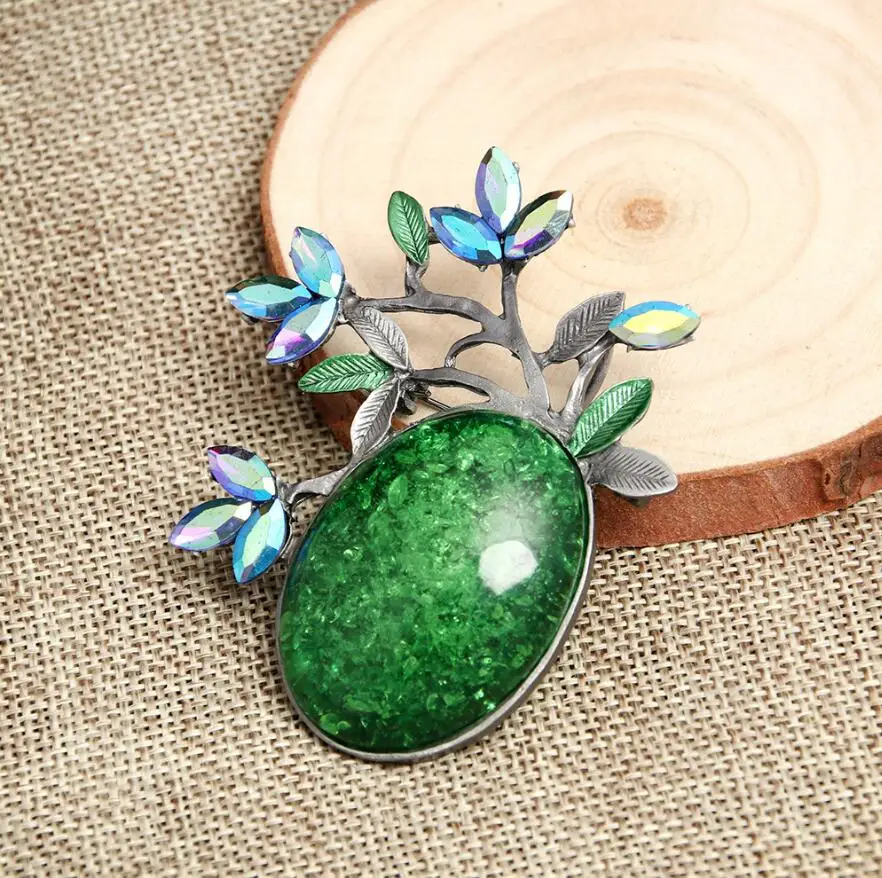 Resin Glass Crystal Tree Brooch Branch Safety Pin Women Girl Scarf Clip Sweater Dress Suit Pendant Jewelry | Украшения и