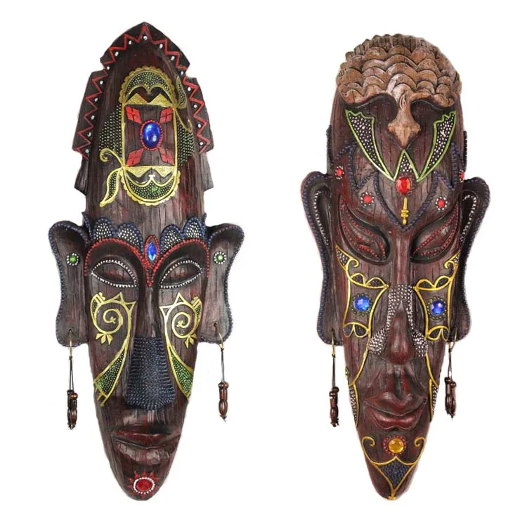 3D Creative Resin Crafts African Mask Small Wall Mural Bar Home Decoration Entrance Hangings Retro Folk Art | Дом и сад