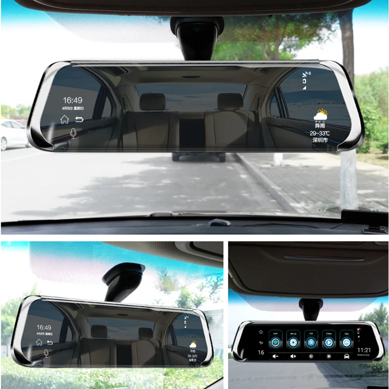 Dashcam 3g Wi-Fi 10 дюймов Сенсорный экран HD 1080 P Видеорегистраторы для автомобилей Зеркало заднего вида gps навигация, Bluetooth, FM радио, Двойной объектив автомобиля Регистраторы