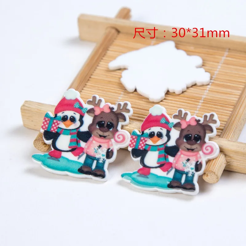 Kawaii Мультфильм Плоская задняя плоское украшение из смолы рождественские