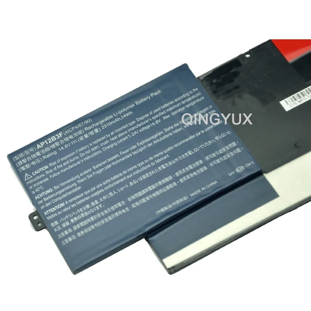 QINGYUX новый 14 8 V 34Wh AP12B3F Аккумулятор для ноутбука Acer Aspire S5 S5-391 ультрабук BT.00403.022