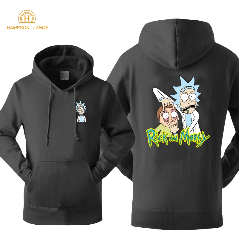 Аниме толстовки Рик и Морти Crazy Rick забавные куртки весна осень повседневные мужские свитера и Толстовки Спортивная Толстовка s-xxl - Цвет: black