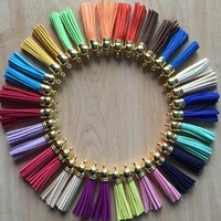 20pcslot 55mm length mixed color korea velvet suede tassel with caps for keychain diy jewelry making accessories