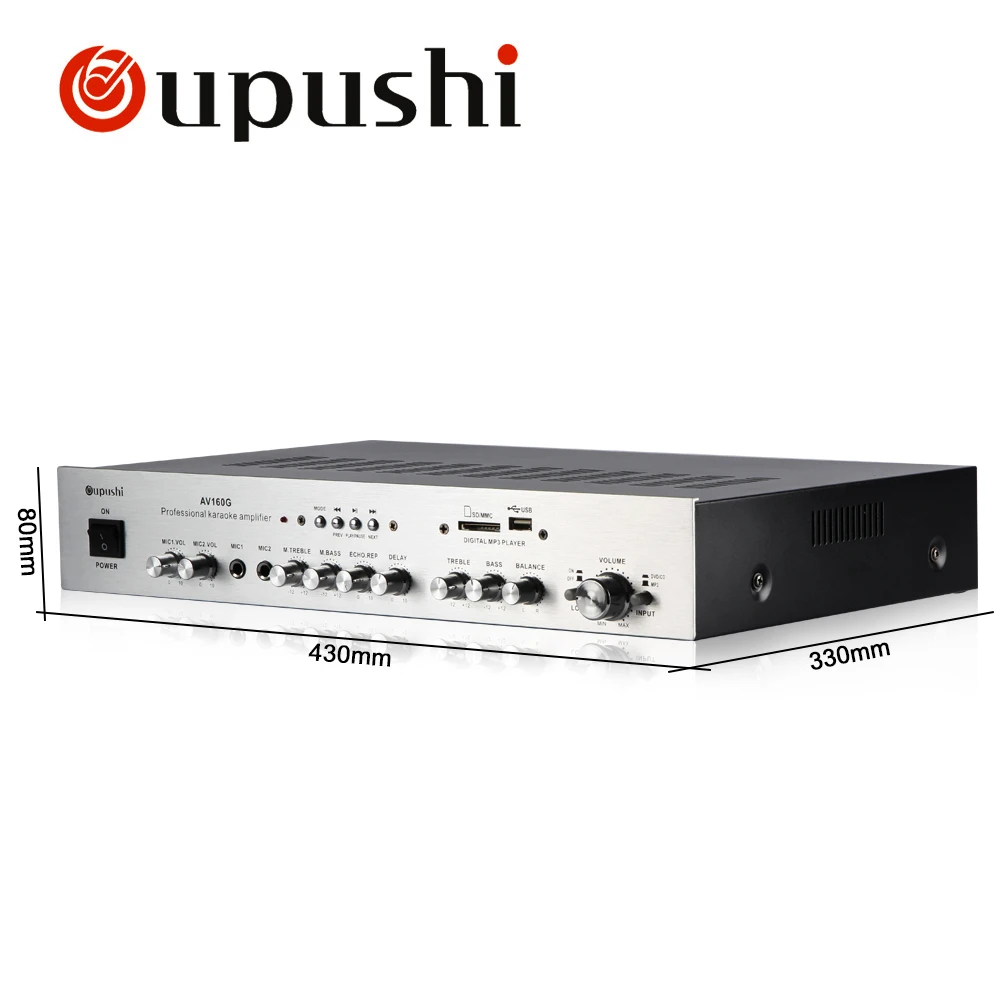 Oupushi 160 Вт КТВ усилитель HiFi 2,0 канальный MP3 Воспроизведение Bluetooth цифровой усилитель караоке усилитель домашний кинотеатр аудио с динамиками