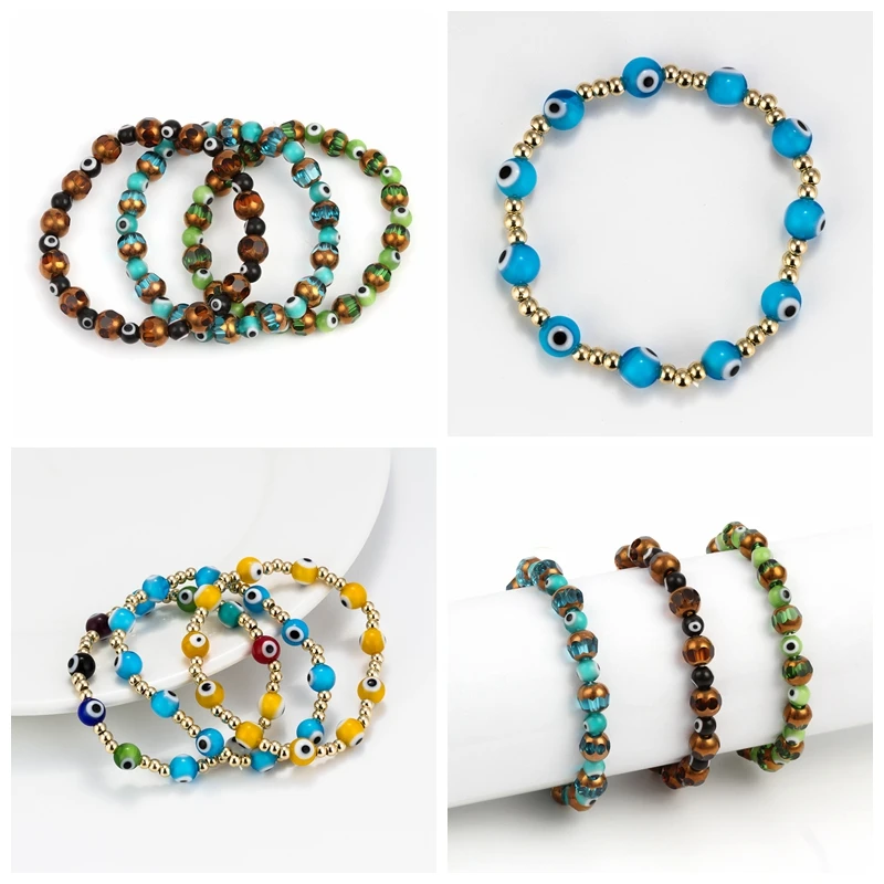 MEIBEADS 1 шт. модный 6/8 мм браслет от сглаза красочные бусины из смолы