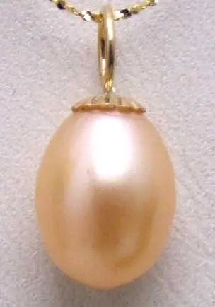 Золотая цепочка с натуральным розовым жемчугом AAA 9*10 мм 16 дюймов necklace-nec5519