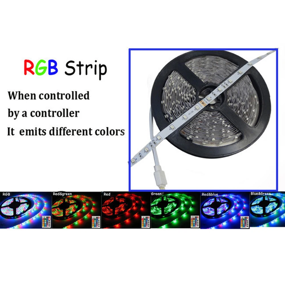 Не-водонепроницаемая 5 м Светодиодная лента 3528 RGB набор DC12V 60LED/M гибкая + 24key