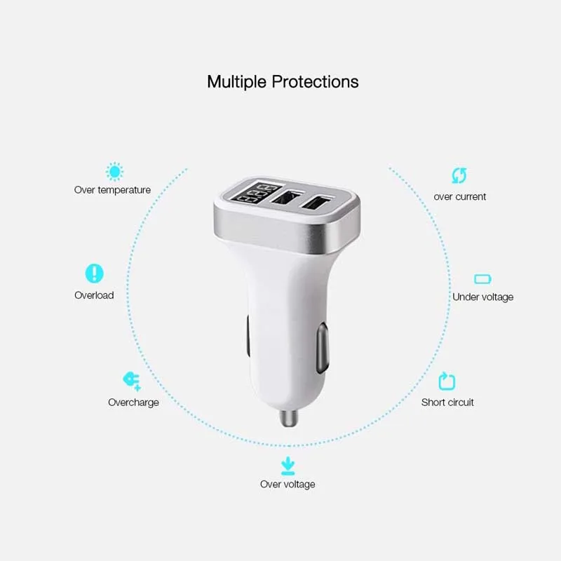 Автомобильное зарядное устройство цифровой дисплей двойной USB порт 3.1A автомобильное зарядное устройство двойной usb зарядный адаптер для iPhone iPad samsung Xiaomi телефон