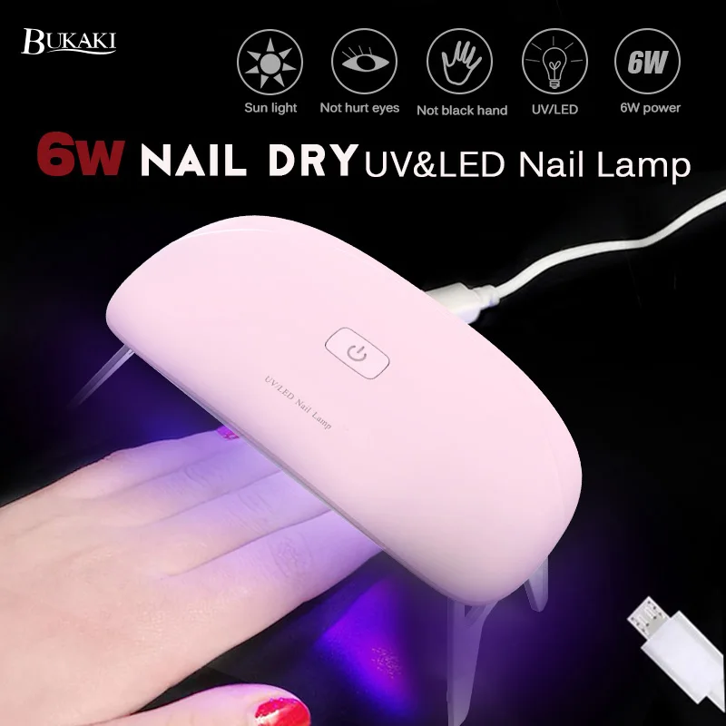 BUKAKI 6 Вт светодио дный мини гелевых ногтей УФ лампы Применить для USB Портативный