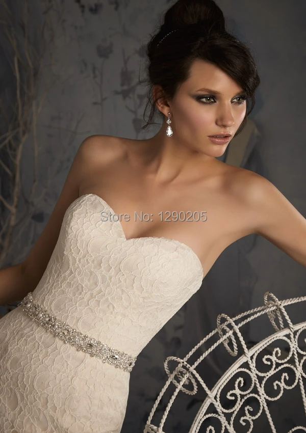 Poetic Lace satin ribbon tie sash with 