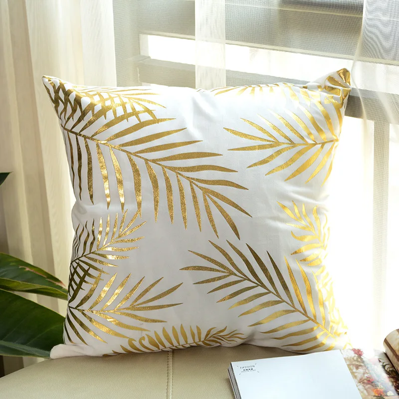45*45cm New Arrival Modern and Simple Hight Quailty Bedroom living room Bronzing Gold Flax Cotton Pillow Case | Дом и сад