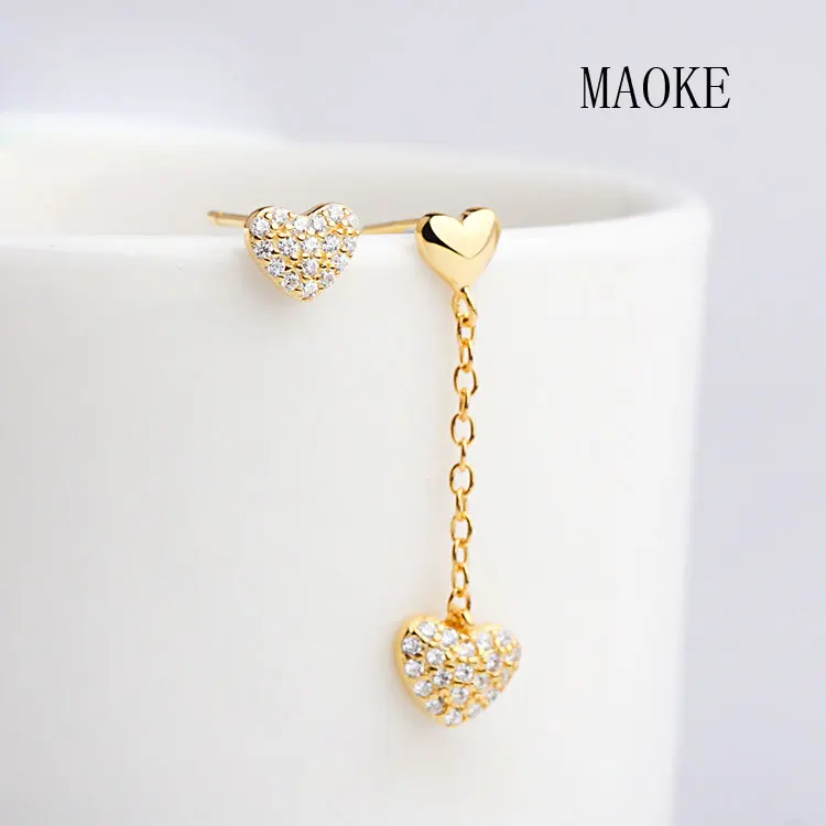 Акция S925 в форме сердца неправильной микро вставки длинные серьги Модные