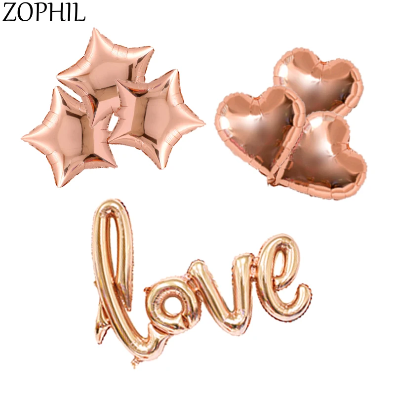 ZOPHIL розовое золото любовь письмо гелиевый шарик из фольги Свадебные Воздушные